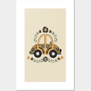 Folk Floral Car Posters and Art